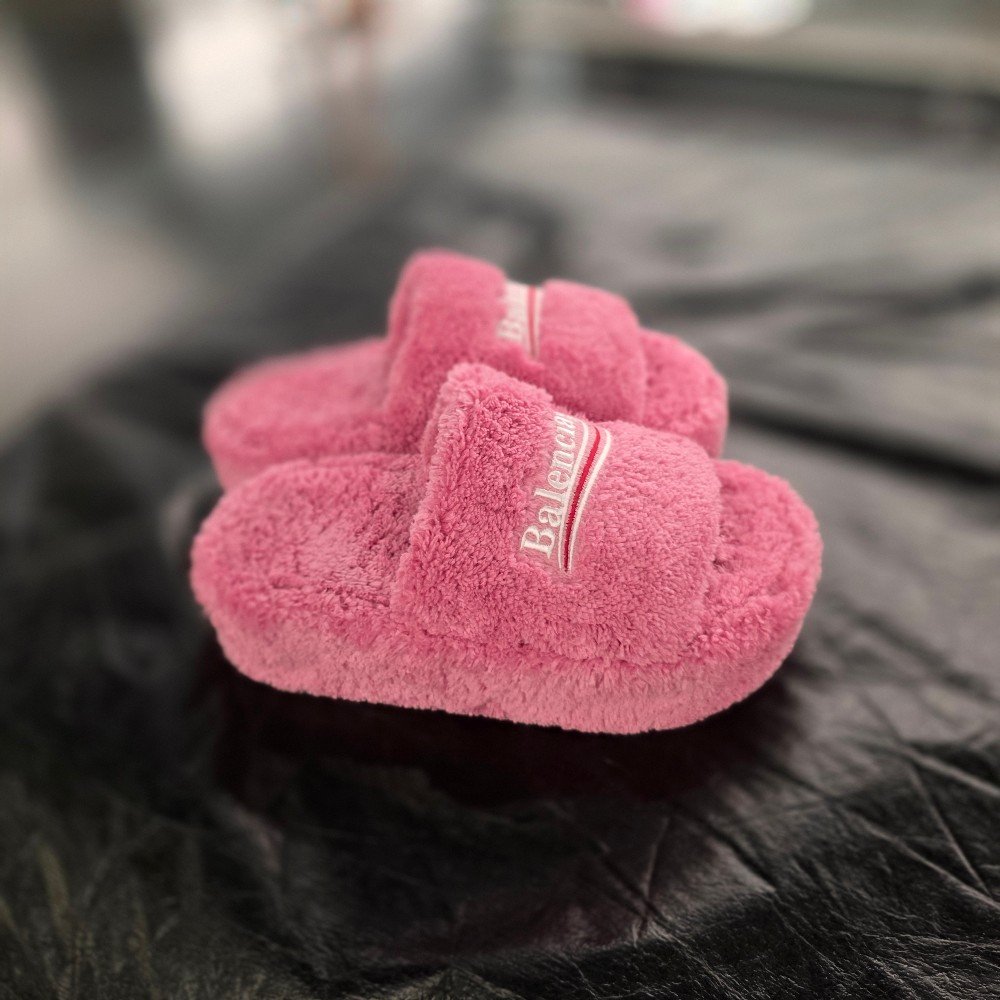 발렌시아가 퍼리 플랫폼 여성 샌들 핑크 762826 W8TA1 5096