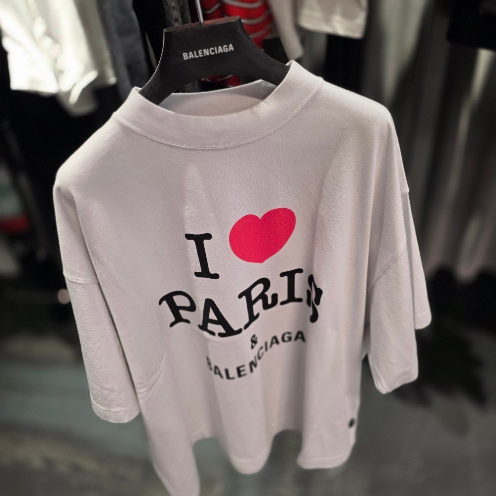 발렌시아가 I LOVE PARIS 크롭 반팔 티셔츠 818431 TRVU9 9012